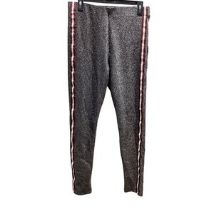Iris Basic Size Large Sparkling Gray Leggings With Side Stripe. New With Tags